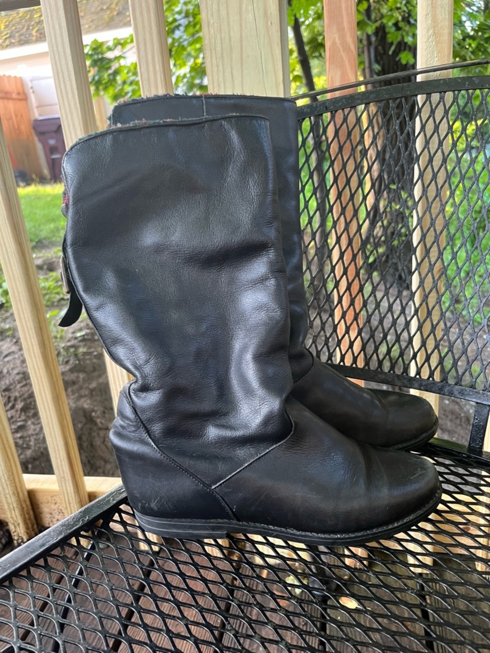 Canada‎ North Fleece Insulated Black Slouchy Leather Boots Size 8.5